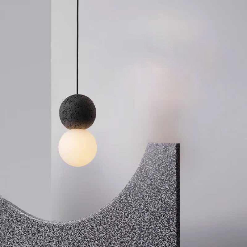 Cement Modern Nordic Pendant Light 1-Light Grey Hanging Ceiling Light for Bar