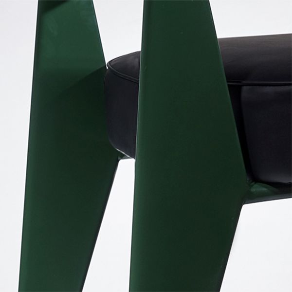 Chaise d'appoint scandinave à dossier ouvert, chaise de salle à manger rembourrée en métal