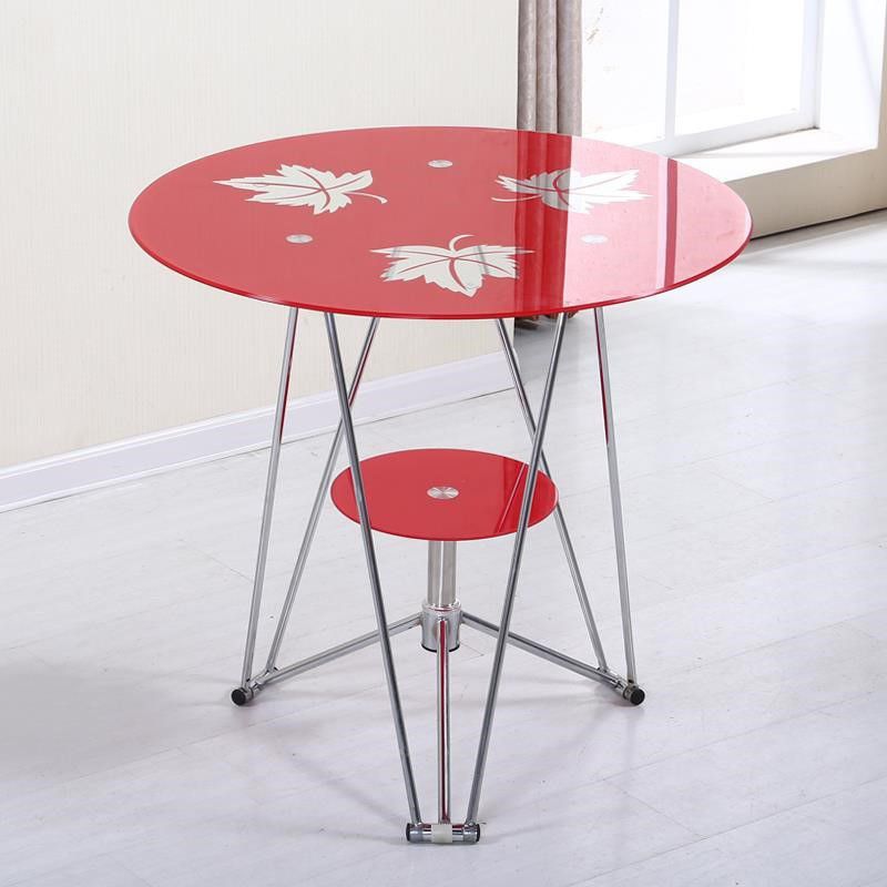 28.7"H Modern Metal Frame Base Round Glass Top Coffee Table with Shelf