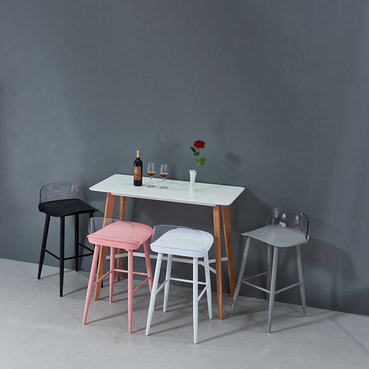 Indoor Rectangle Bar Stool Low Back Plastic Footrest Modern Counter Stool