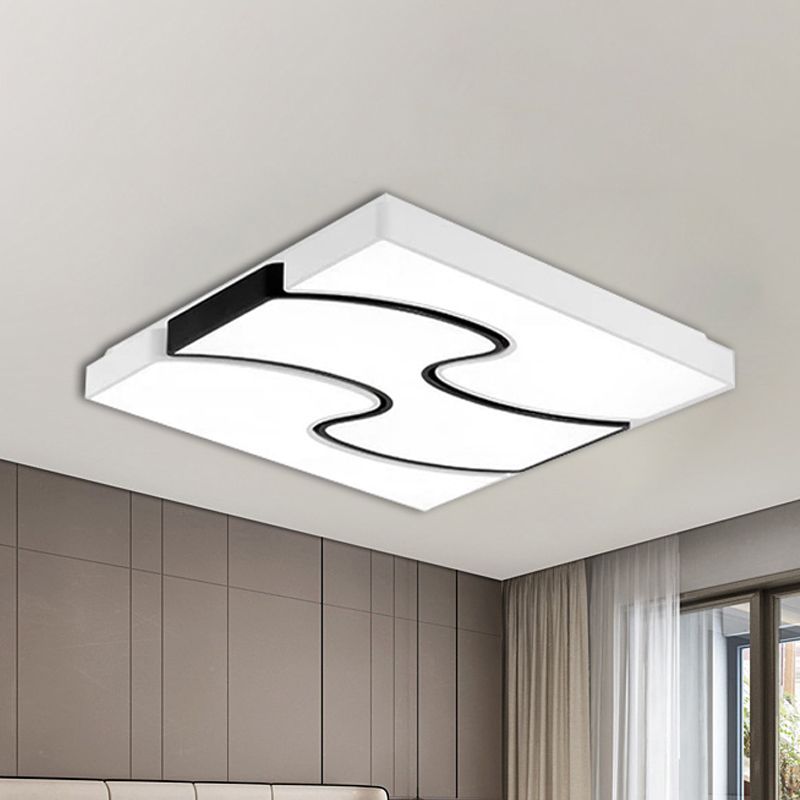 White Quadrato Flush Montaggio Fixture Modernst Style LED Bianco Flush Montaggio Illuminazione per Living Room, 16,5 "/27" Larghezza