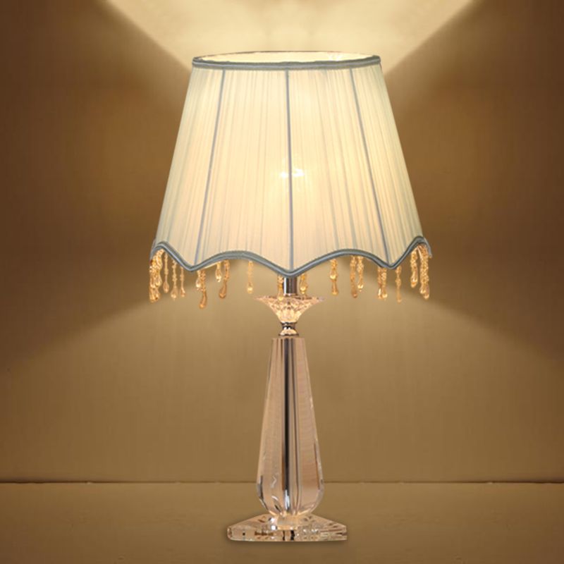 Rot/blau/grün/beige überbackener schatten schatten nachttisch lampe traditionelle Stoff 1 Kopf Schlafzimmer Kristalltisch Leuchte