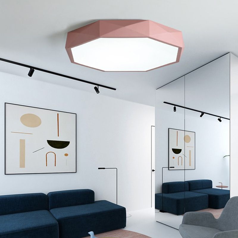 Acrylic Octagon Flush Ceiling Lighting Fixtures Modern Style 1-Light Flush Mount Light