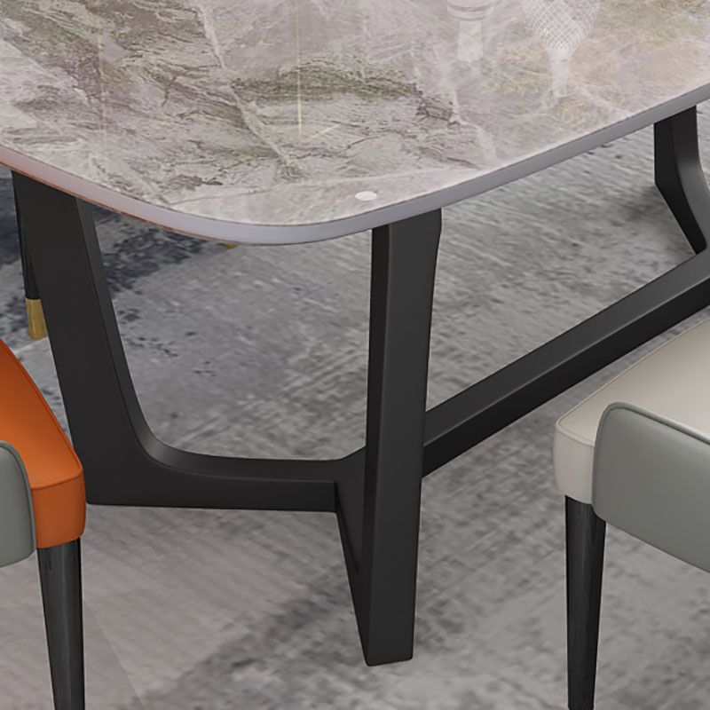 Sintered Stone Table for Restaurant Luxury Rectangle Dining Table with Trestle Base
