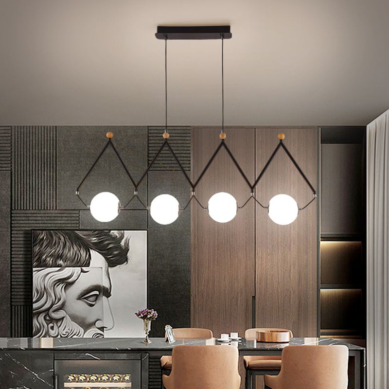 Ball Restaurant Suspension Light Ivory Glass Minimalist Creative Island Lighting Fixture