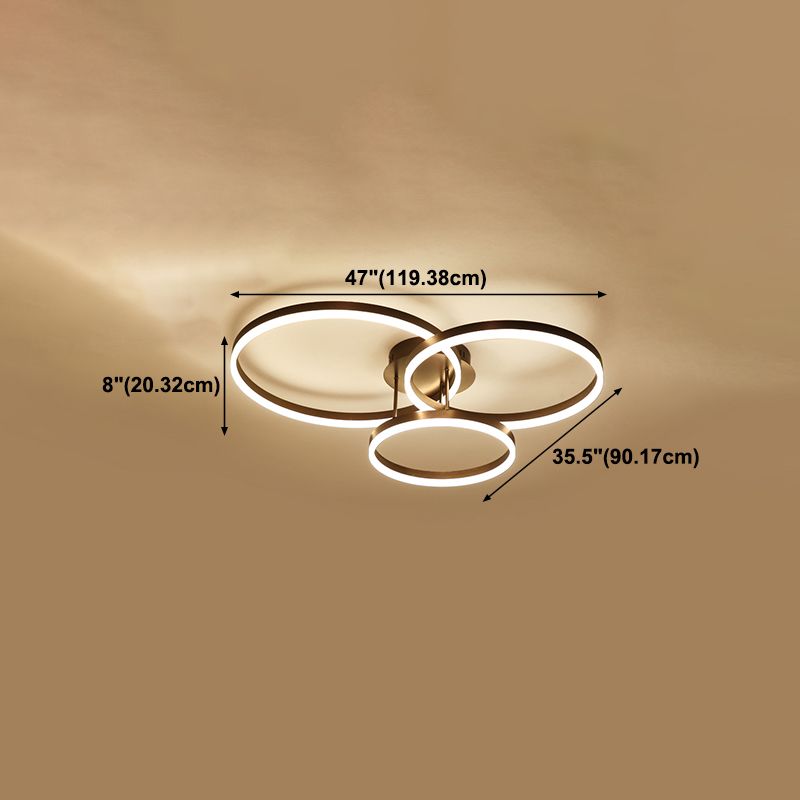 Metal Round Flush Mount Ceiling Light Modern Multi-Lights Flush Mount Ceiling in Brown