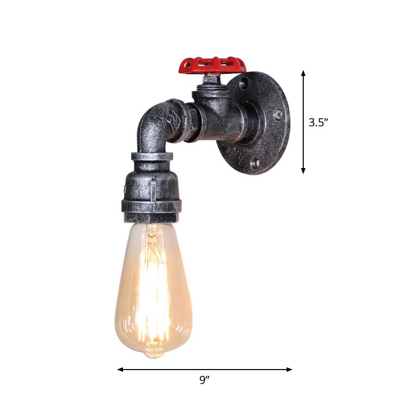Vintage exponierte Lampenwandbeleuchtung Eisenwandmontagelampe mit Ventildekoration