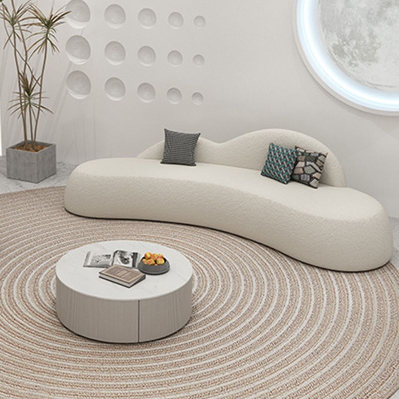 Modern fabric Curved Sofa Armless Sofa with 2 Pillows for Living Room