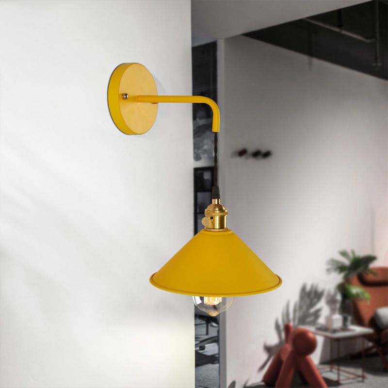 Modern Creative Hanging Wall Lamp Copper Tapered Macaroon Wall Light with Wrought Iron Shade