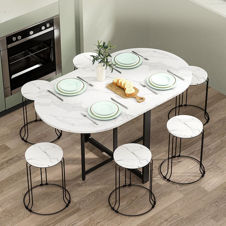 Mesa de comedor de estilo moderno Mesa de comedor ovalada de hoja ovalada para uso doméstico