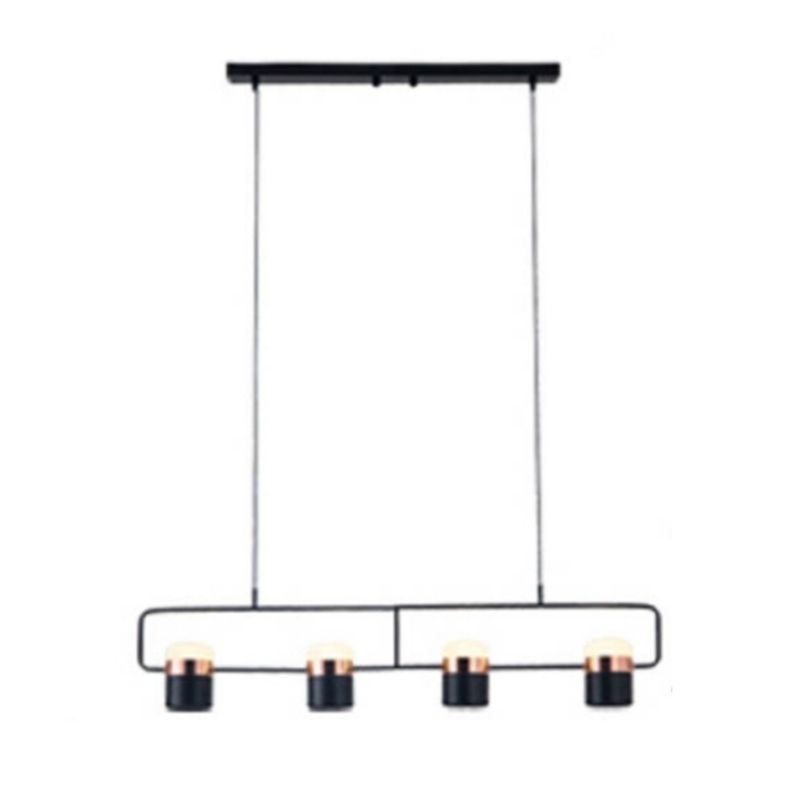 Modern Metal Track Lamps Multi-Head Restaurant Island Light Fixtures with Cylinder Shade