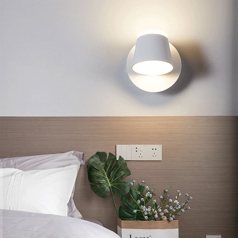 Nordic Style Aluminum Wall Light Geometry Cylinder Rotatable Wall Lamp for Bedroom