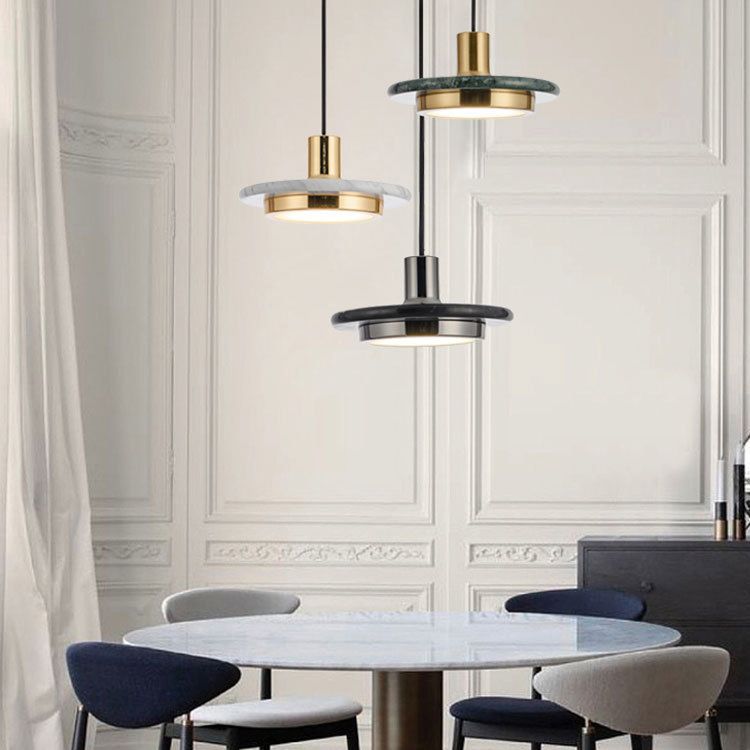 Stone Circle Pendant Lighting Fixture Minimalist LED Hanging Light Kit for Living Room