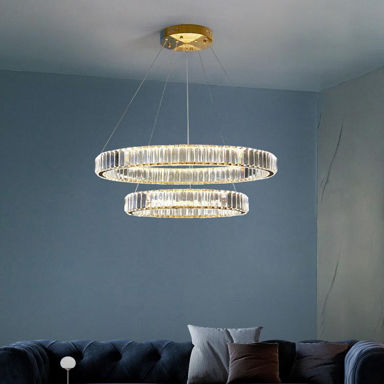 Ring Clear Crystal Hanging Ceiling Lights Modern Style Pendant Lighting Fixtures