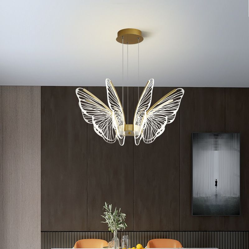 Butterfly Acrylic Ceiling Lamp Modern Style Multi Lights Pendant Lighting Fixtures
