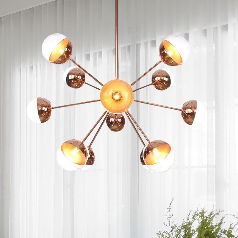 Semi-encastré Globe pour salle à manger, verre blanc/transparent/gris fumée, 9/12/15 lumières, luminaire semi-encastré contemporain en cuivre/chrome/or