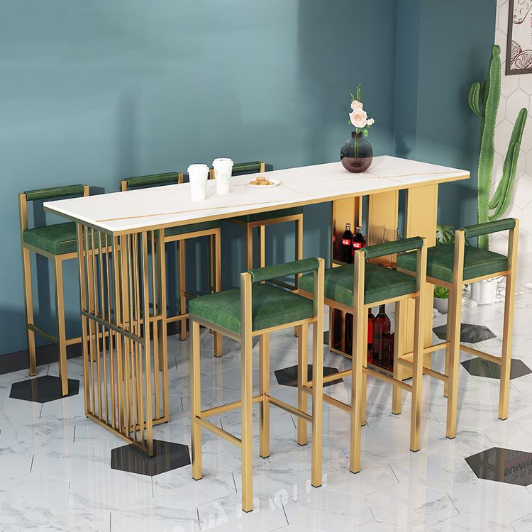 Modern Marble Storage Counter Height Table Modern Rectangle Bar Height Pub Table