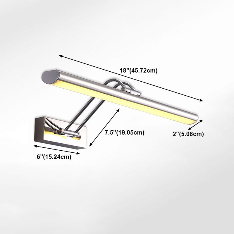 Linear Modern Style Vanity Light Metal 1-Light LED Mirror Light for Bathroom in Silver