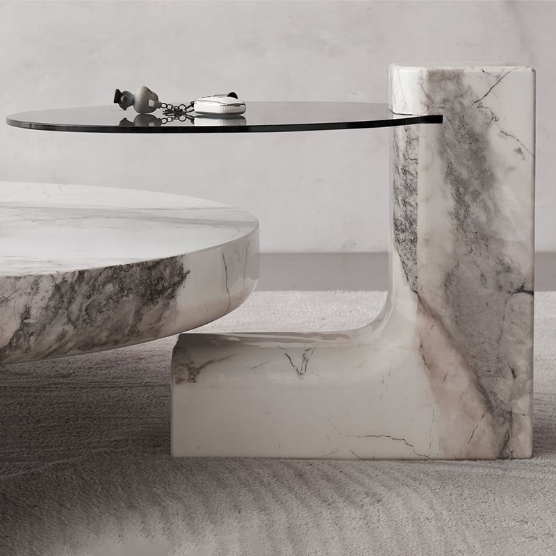 Marble Coffee Cocktail Table Contemporary 3 Legs Coffee or End Table