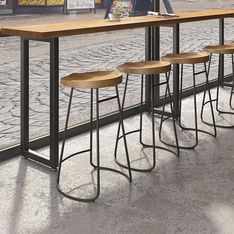 Industrial Style Rectangle Bar Table Solid Wood Fixed Bar Dining Table for Indoor
