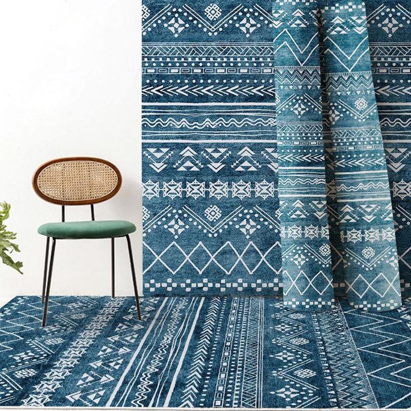 Bohemian Tribal Totem Rug Color Mixed Polyester Area Carpet Non-Slip Backing Rug for Living Room