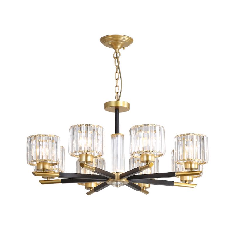 Cilinder Clear Crystal Pendant Modern 8/10 Bollen Deksen Room Hangende kroonluchter met radiaal ontwerp
