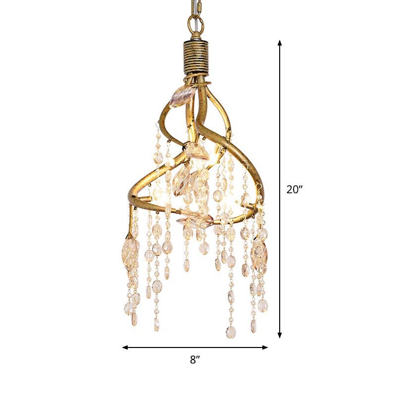 Amber Crystal Gold Drop lampe en cascade 4 ampoules