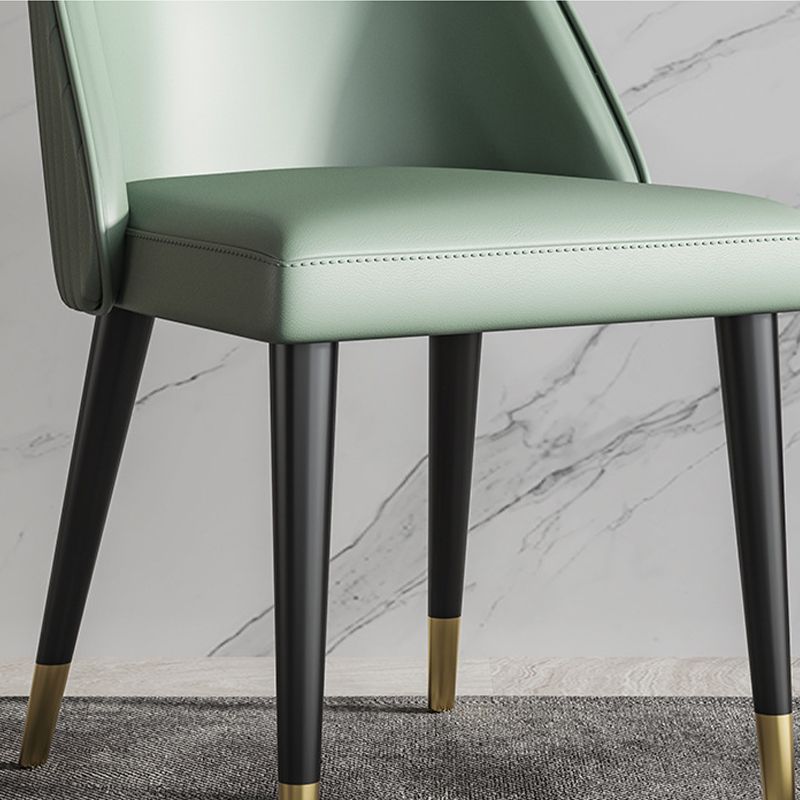 Glam Faux Leather Dining Chairs Armless Side Chairs with Wood Legs for Kitchen