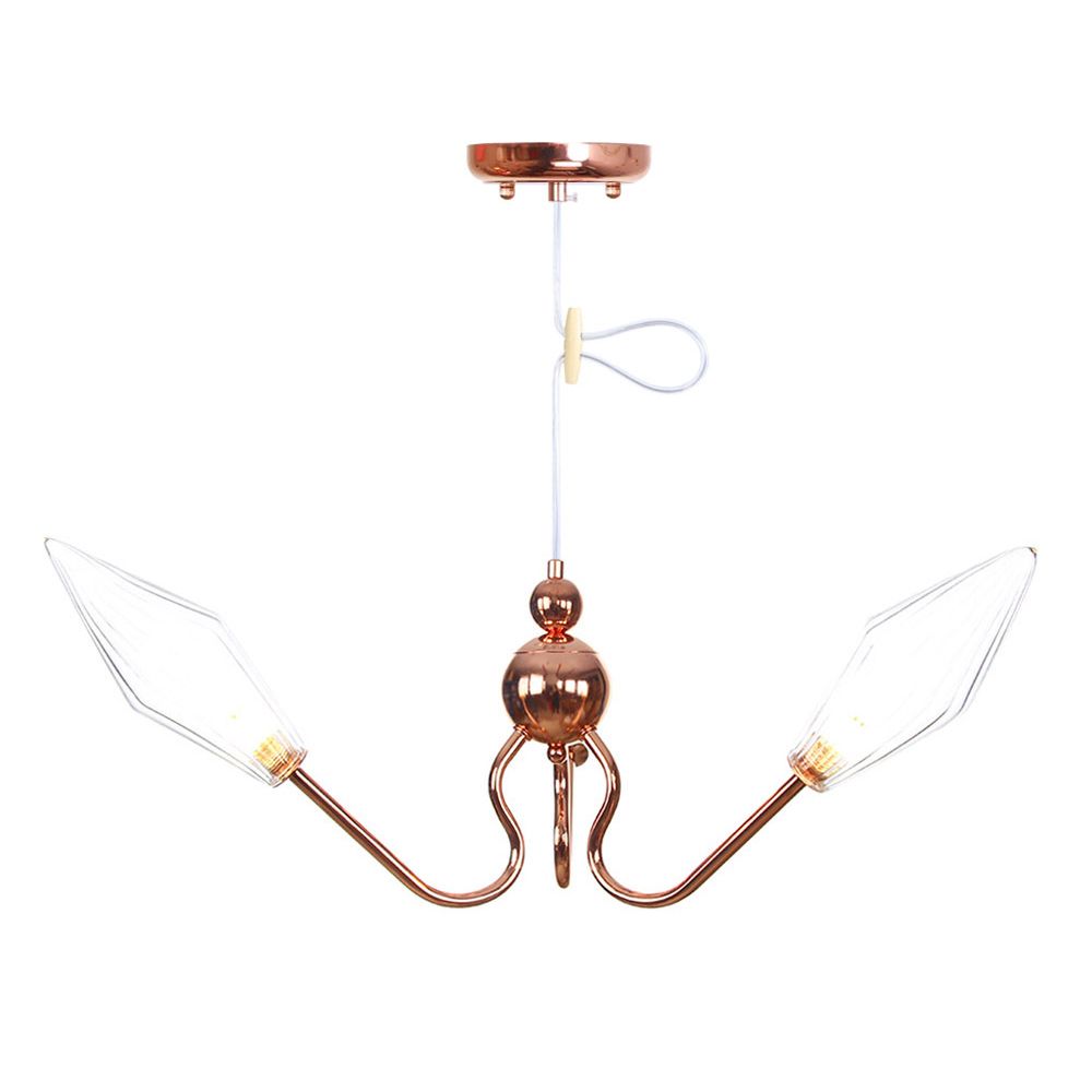 Lustre en métal et en verre lustre industriel à 3 légers lampe suspension en ambre / clair