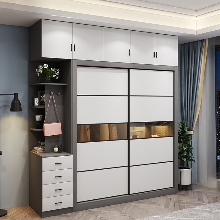 Contemporary Style Wooden Wardrobe White Colour Soft Close Door Wardrobe Closet