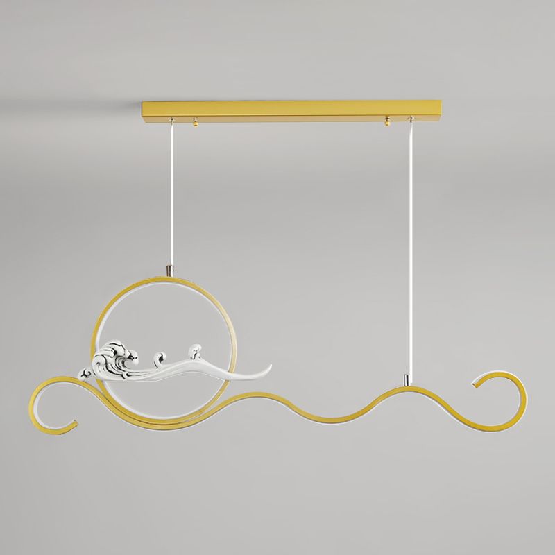 Modern Style Linear Shape Island Lights Metal 2-Light Pendant Lights