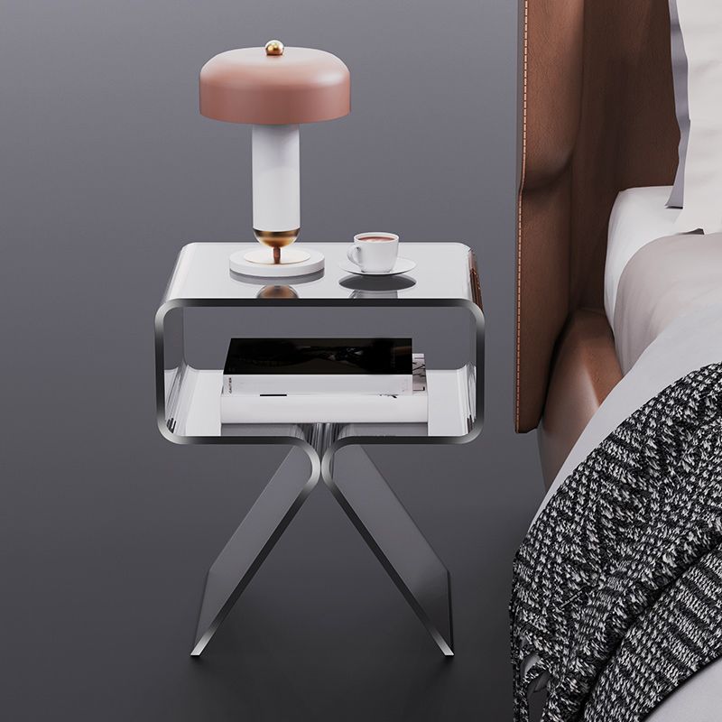 Plastic Abstract End Table Rectangular Corner Table with Storage