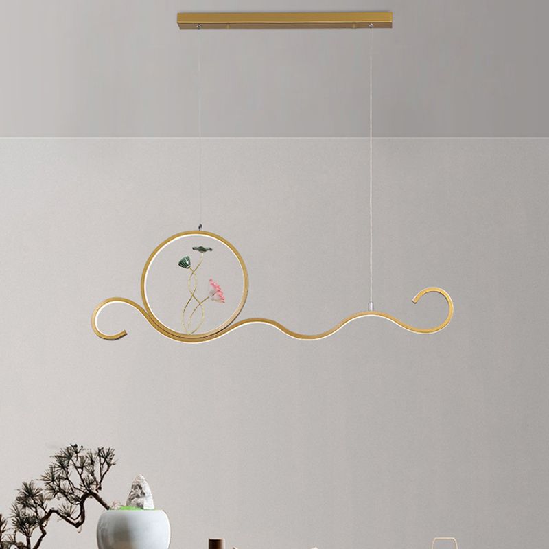 Linear Shape Island Lights Modern Style Metal Two Light Pendant Lighting