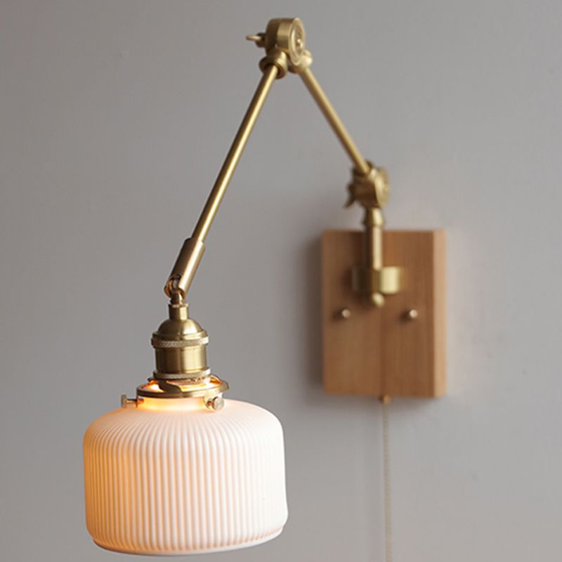 Swing Arm Wall Lamp Modern Ceramic Sconce Lighting for Bedroom