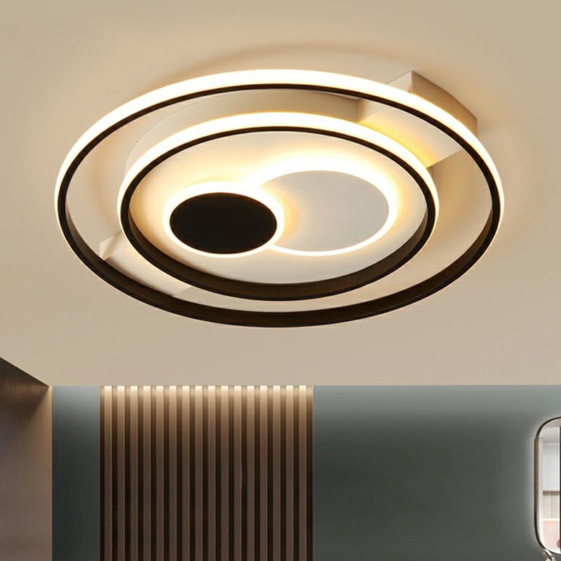 Cercle LED Plafonnier Simplicité Acrylique Noir Lampe Encastrée pour Chambre