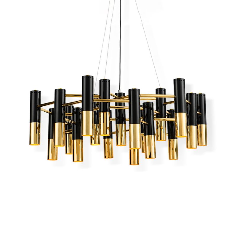 Partido colgante de metal de lámpara de araña posmoderna de oro negro para el dormitorio