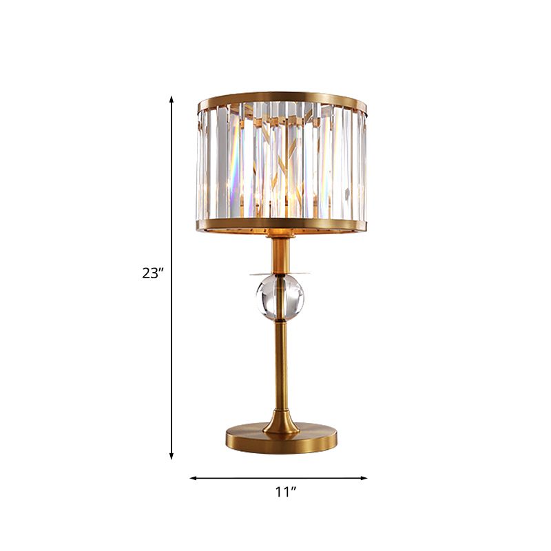 Lampe de table à cylindre court unique Postmoderne Gold Prismatic Crystal Light pour le salon