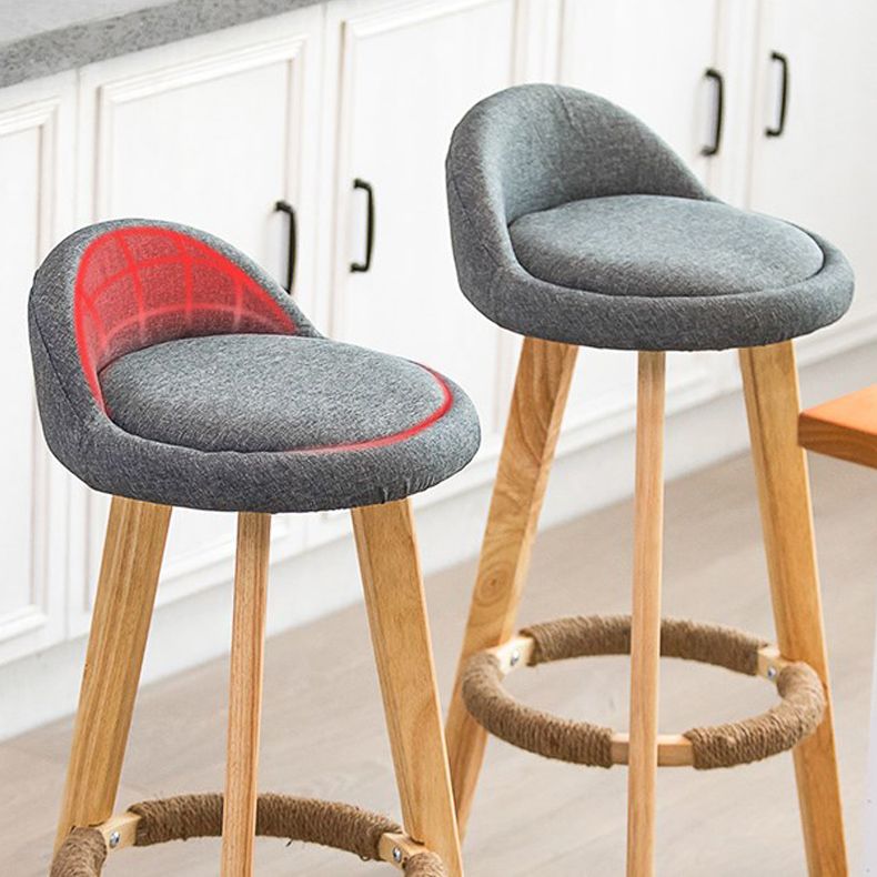 Modern Armless Backrest Counter Stool Rubber Wood kitchen Bar Stool with Cushion and Pedal