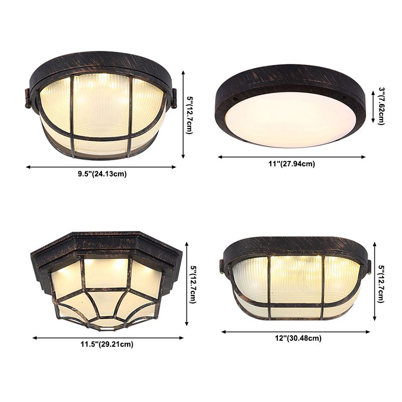 Retro Geometric Flush Mount Lamp Metallic LED Ceiling Light for Outdoor