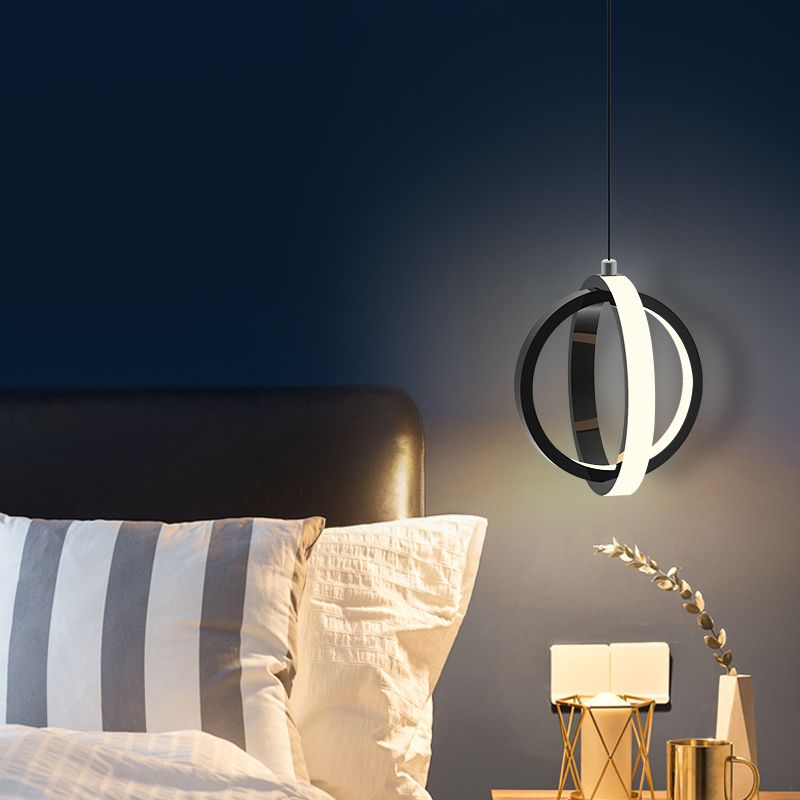 Aluminium LED Hanging Light in Modern Minimalist Style Silicone Globe Pendante Light for Bedroom