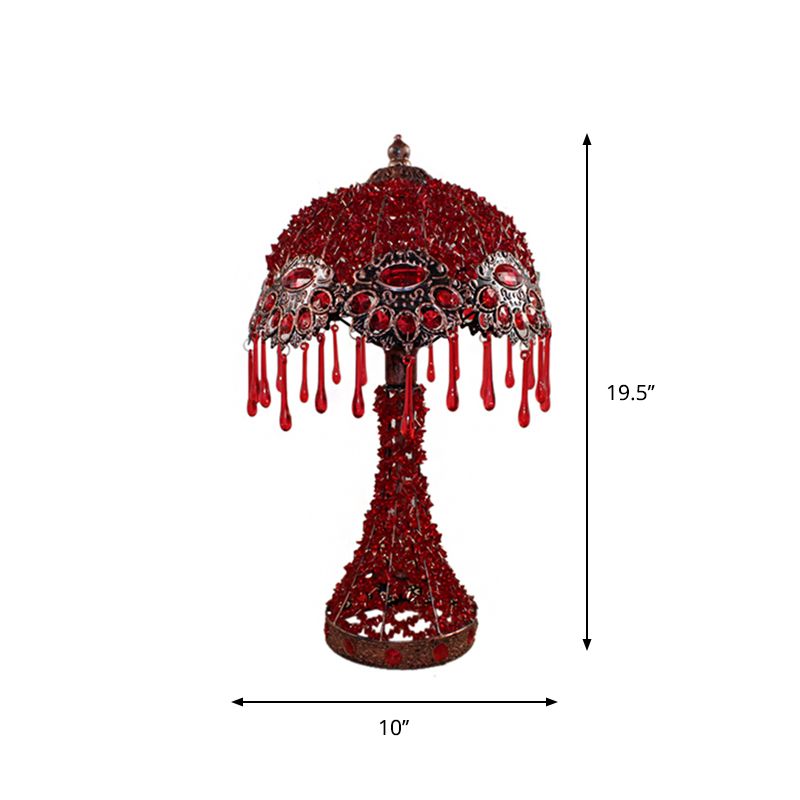 Handgeweven geschulpte nachtkastje lamp Boheemse acryl 1-licht koperen nachtstandlicht licht met druppel franje
