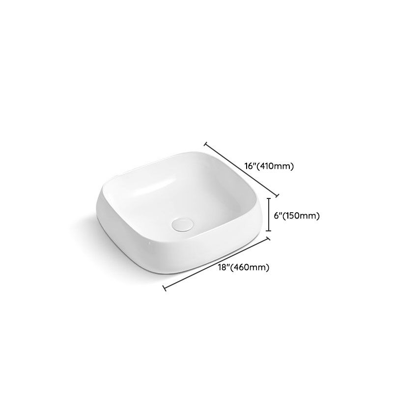 Porcelain Vessel Lavatory Sink Rectangular Shape Bathroom Sink