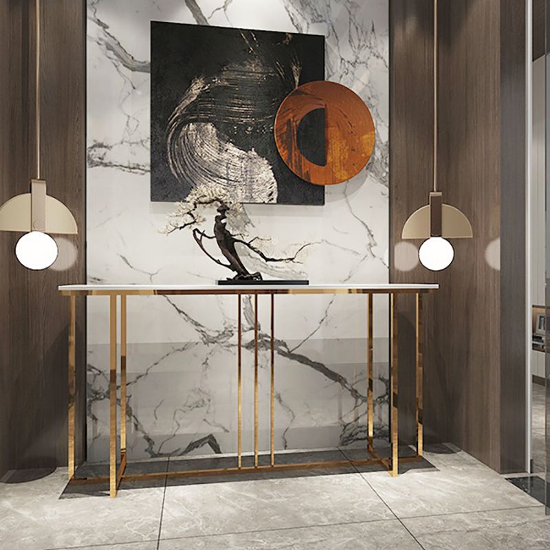 Glam Marble Console Table Rectangle Console Sofa Table for Hall