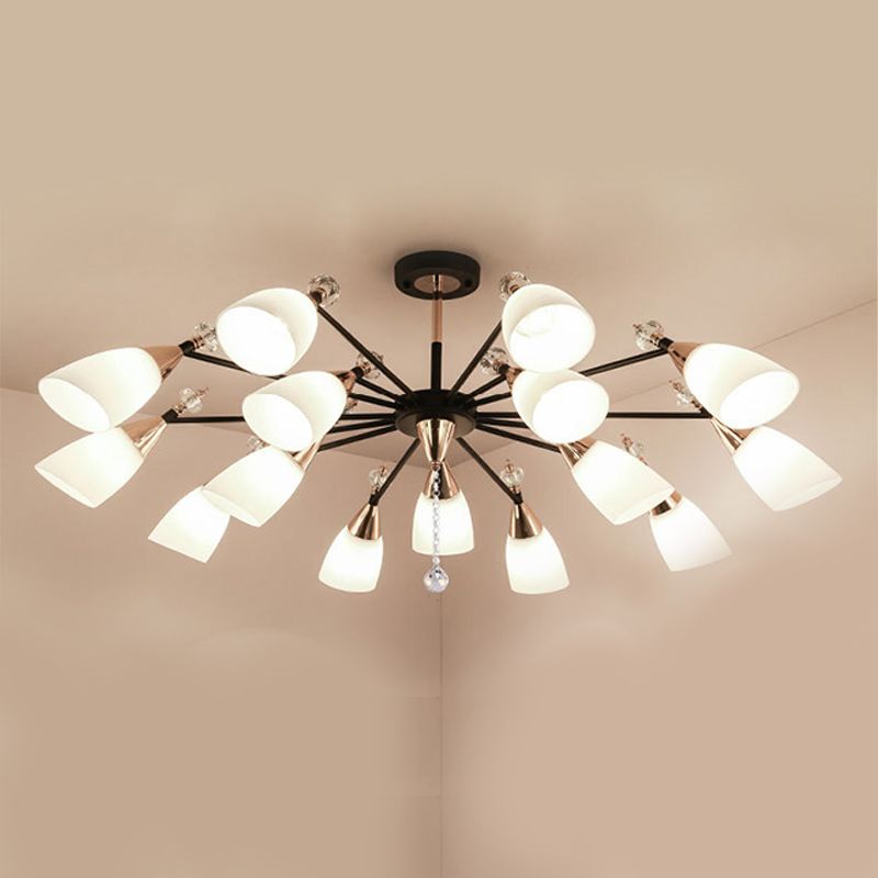 Metaal sputnik kroonluchter verlichtingsarmatuur moderne stijl hangende lamp in het zwart