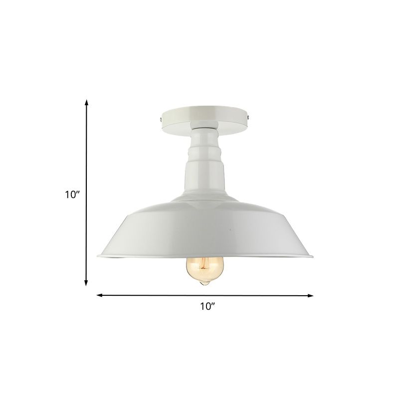 10"/14"/18" Dia Barn Dining Room Ceiling Light Fixture Vintage Style Iron 1 Light Black/White Semi Flush Ceiling Light