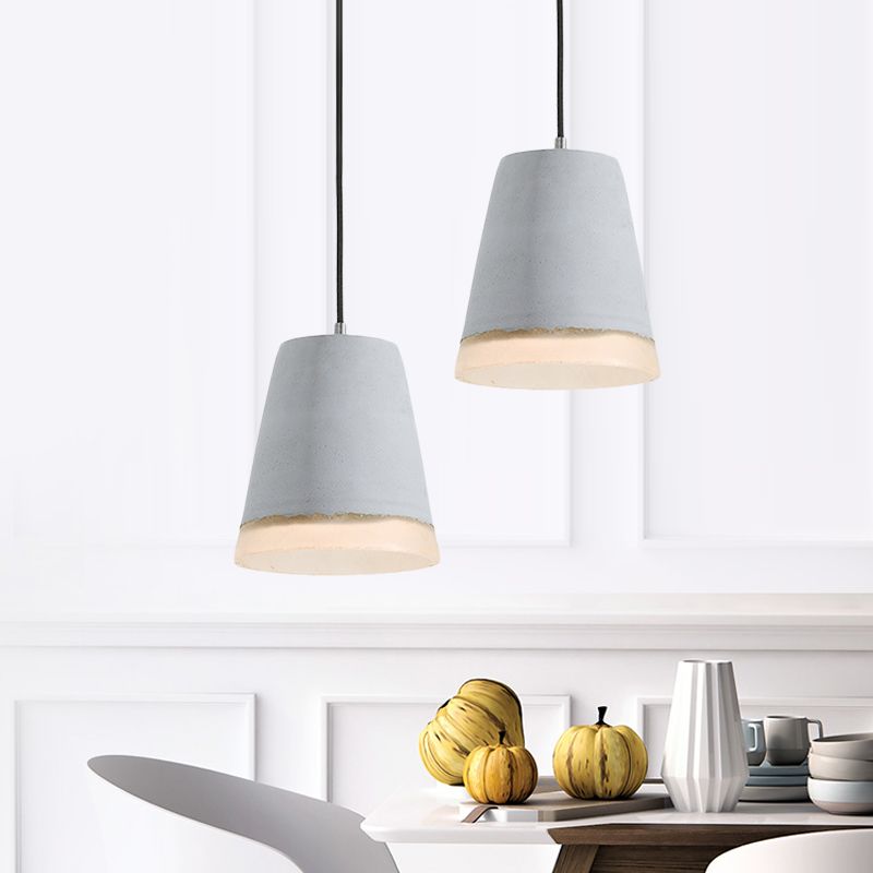 Cement Grey Hanging Lighting Cone/Bowl/Dome 1-Light Industrial-Style Resin Pendant Ceiling Lamp