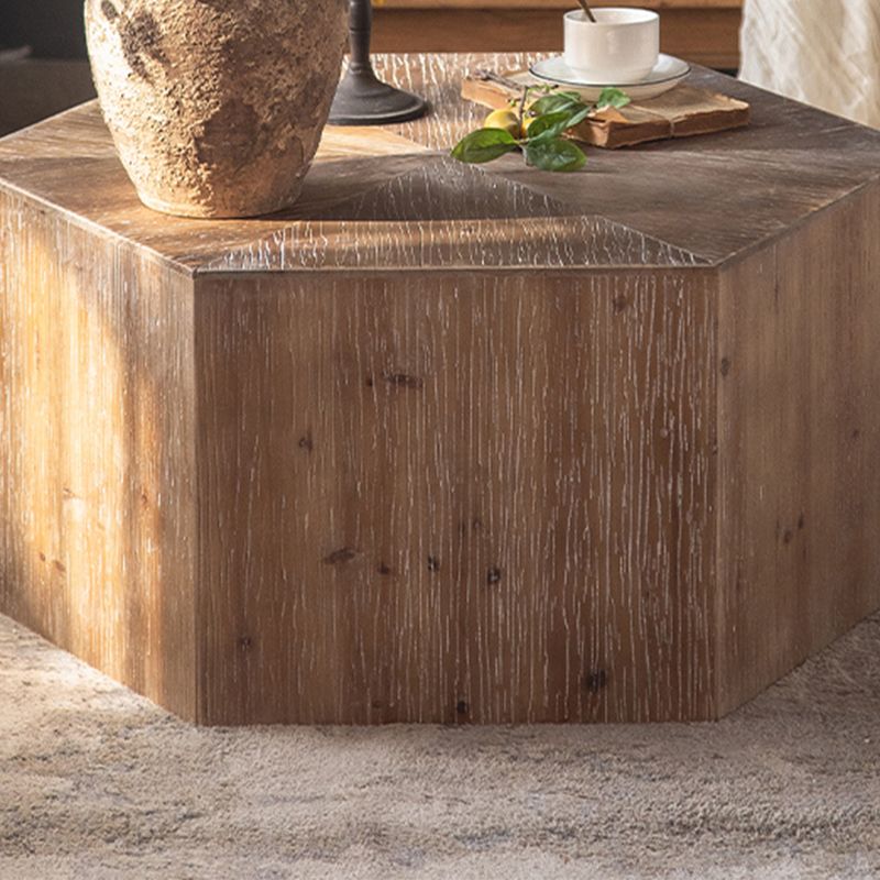 Block Coffee Table Solid Wood Natural Color Coffee Table for Living Room