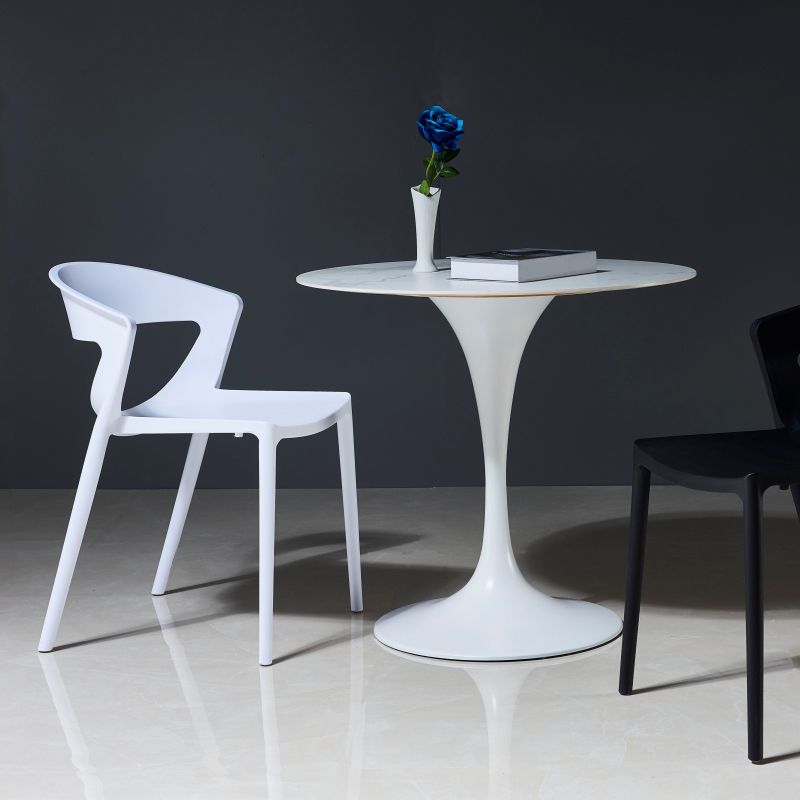 Silla de comedor de plástico de estilo contemporáneo, sillas laterales sin brazos para cocina