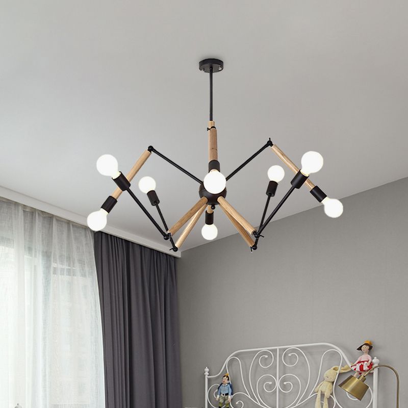 Spider Shape Suspension Light 8/10/12/16-Head Contemporary Metal Chandelier in Black/White for Living Room