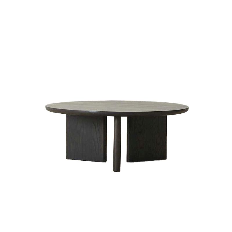 Contemporary Solid Wood Coffee Table Round Abstract Coffee Cocktail Table